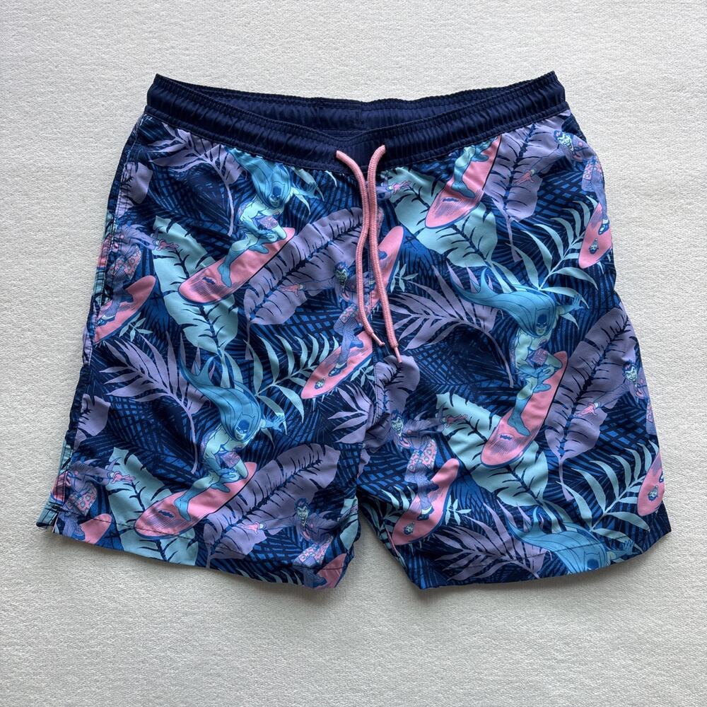 Batman Swim Trunks Mens Medium Blue Surfing Joker Tropical Board Shorts
